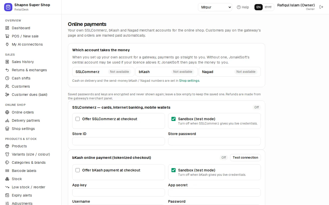 Online payments